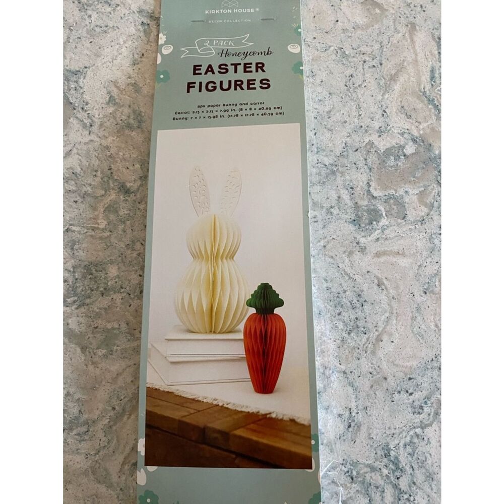 Kirkton House 2-Pack Honeycomb Easter Figures - Bunny & Carrot